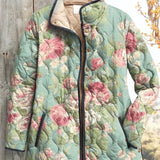 Carys Mint Green Quilted Jacket with Large Roses - view 5