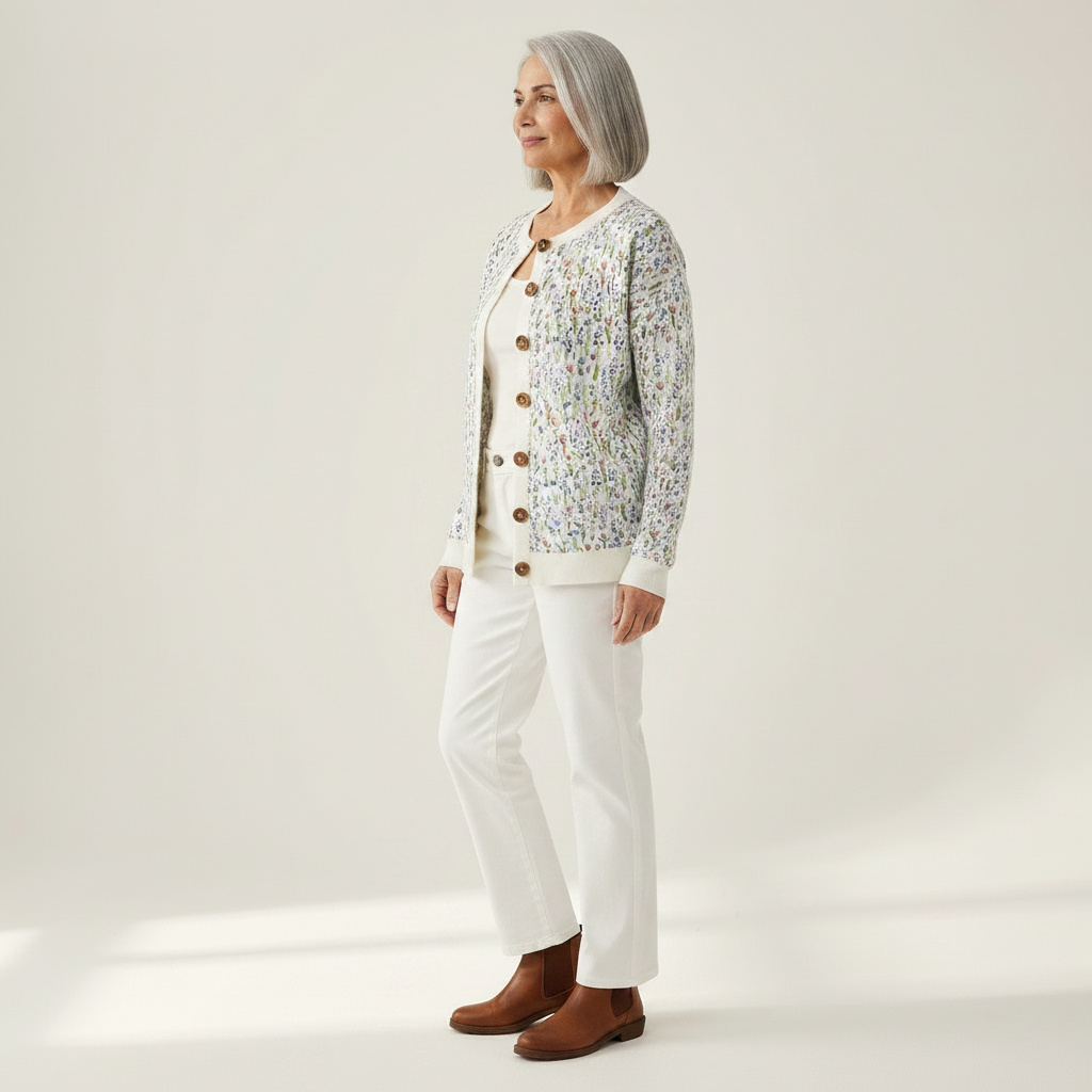 Catherine Floral Pattern Printed Buttoned Cardigan - view 2