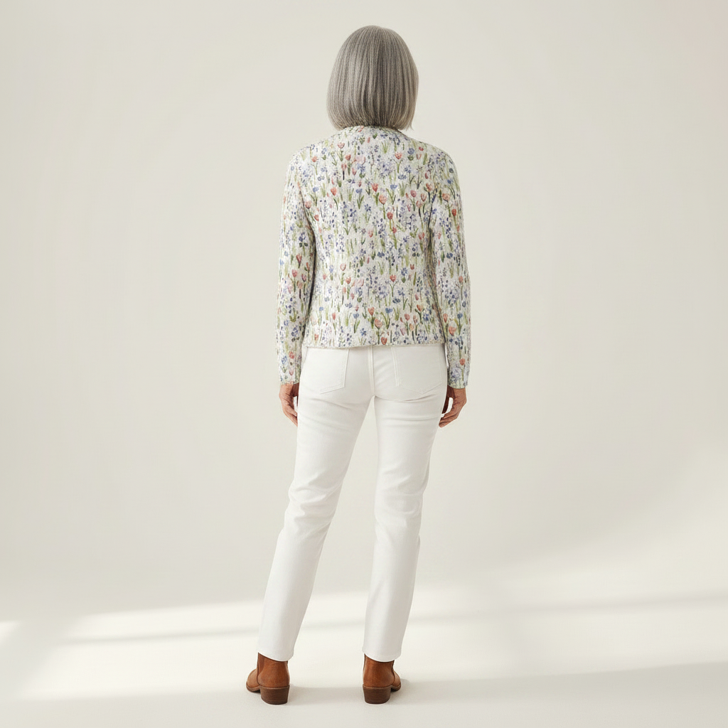 Catherine Floral Pattern Printed Buttoned Cardigan - view 3