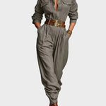 Clarissa Long-Sleeve Cotton and Linen Jumpsuit