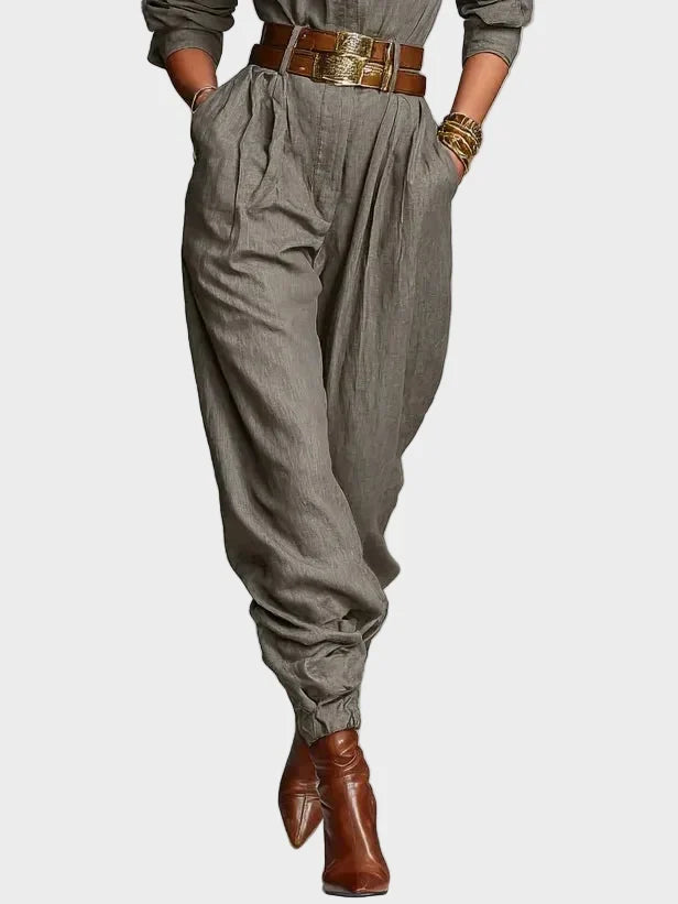 Clarissa Long-Sleeve Cotton and Linen Jumpsuit - view 3