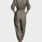 Clarissa Long-Sleeve Cotton and Linen Jumpsuit - view 4