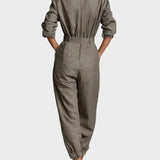 Clarissa Long-Sleeve Cotton and Linen Jumpsuit - view 4