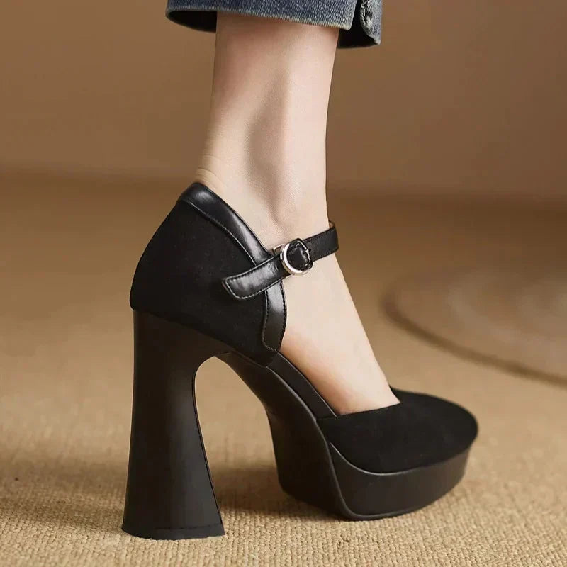 Constance Elegant Court Shoes with Ankle Strap