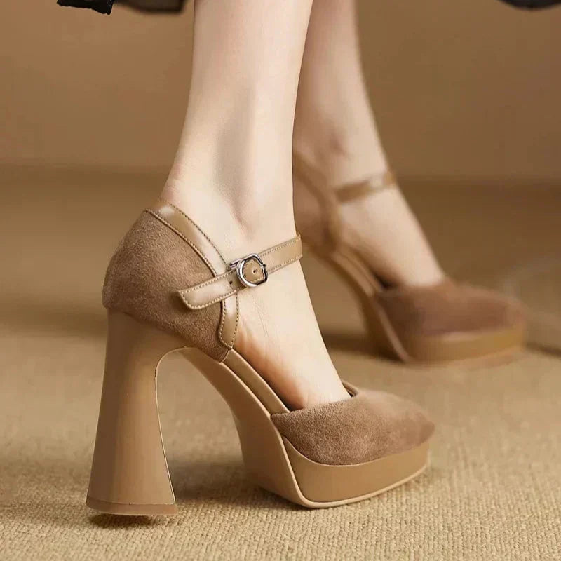 Constance Elegant Court Shoes with Ankle Strap