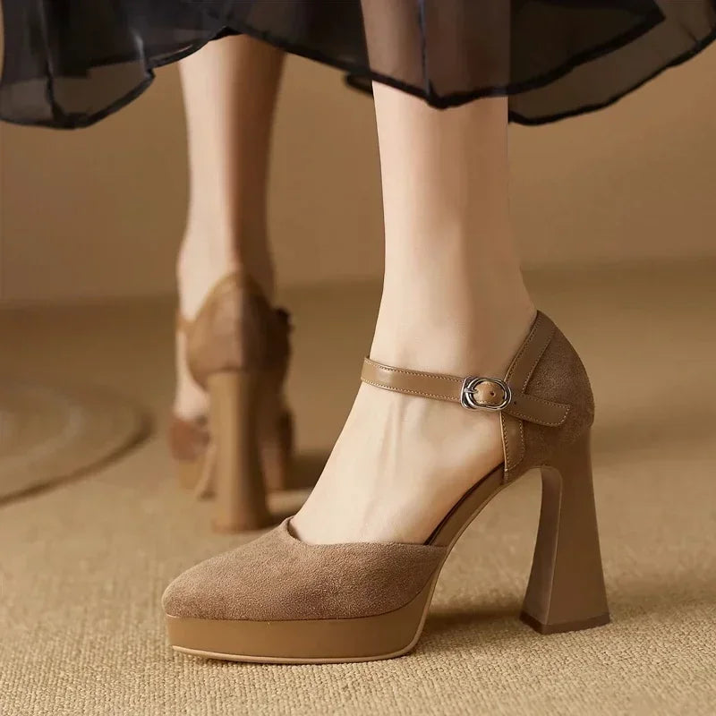Constance Elegant Court Shoes with Ankle Strap