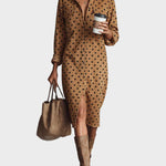 Daphne Polka Dot Faux Leather Midi Dress