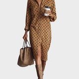 Daphne Polka Dot Faux Leather Midi Dress