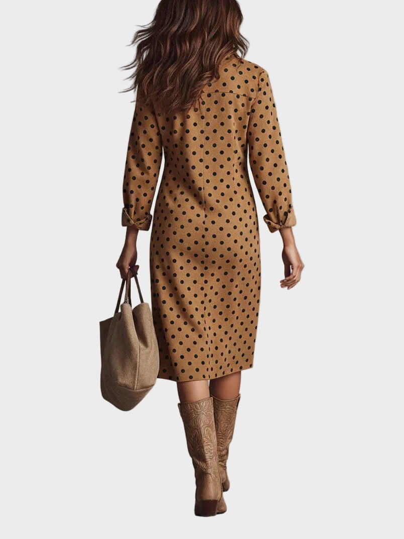 Daphne Polka Dot Faux Leather Midi Dress - view 2