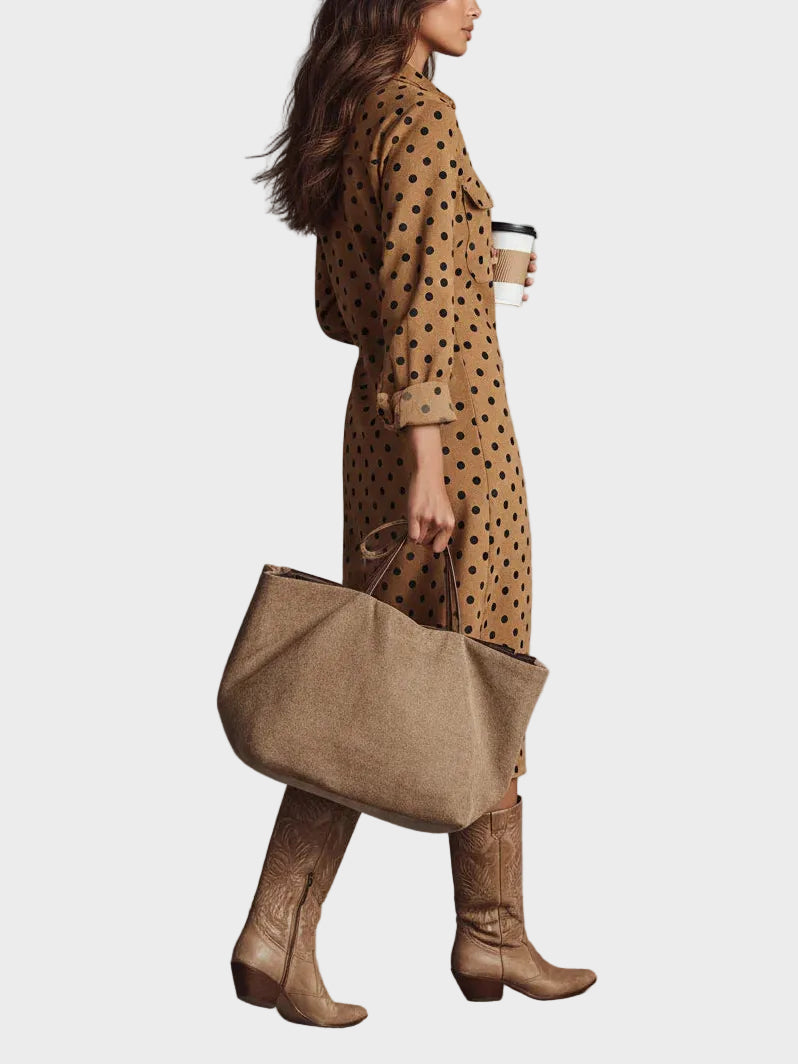 Daphne Polka Dot Faux Leather Midi Dress - view 3