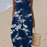 Tess Elegant Midi Dress with Floral Pattern, front view