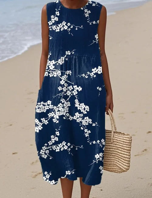 Tess Elegant Midi Dress with Floral Pattern, front view