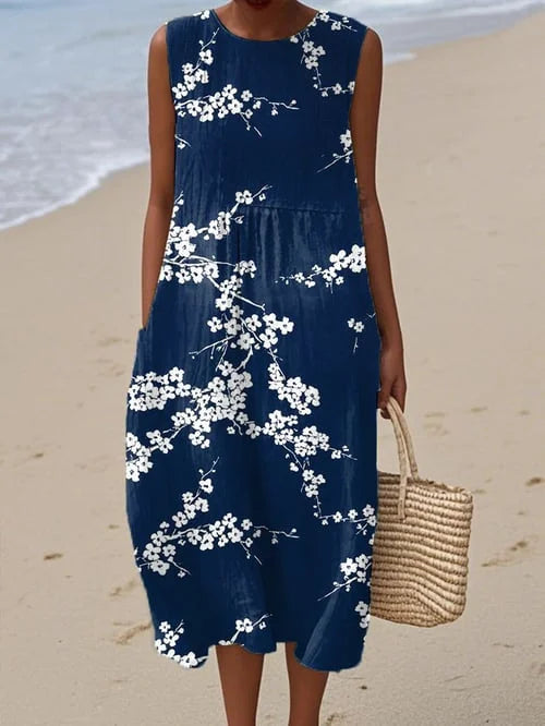 Tess Elegant Midi Dress with Floral Pattern, front view