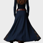 Deirdre Navy Faux Suede Maxi Dress with Belt - view 10