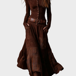 Deirdre Navy Faux Suede Maxi Dress with Belt - view 2