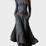 Deirdre Navy Faux Suede Maxi Dress with Belt - view 4