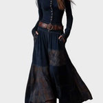 Deirdre Navy Faux Suede Maxi Dress with Belt - view 6