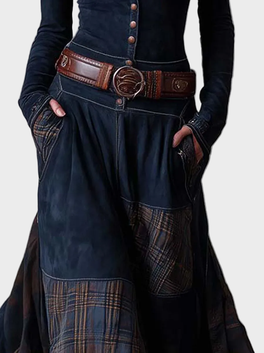 Deirdre Navy Faux Suede Maxi Dress with Belt - view 8
