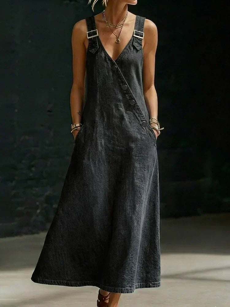 Niamh Long Button-Down Denim Dress - view 7