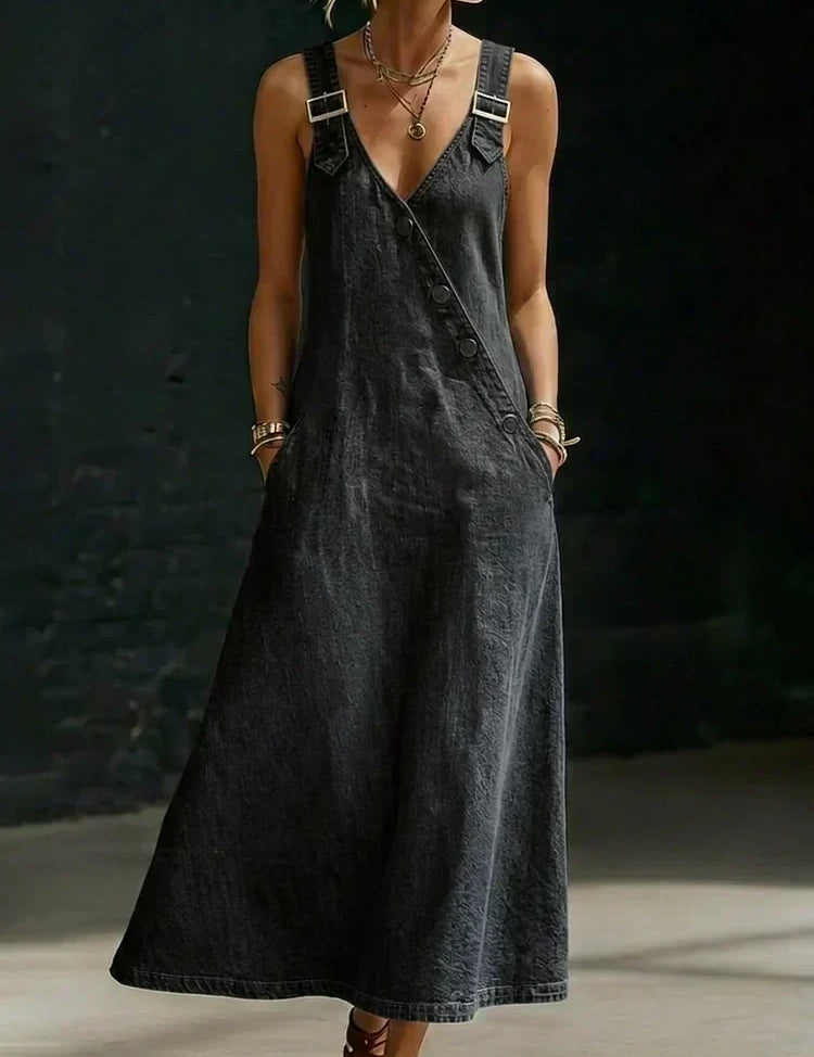 Niamh Long Button-Down Denim Dress - view 7
