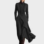 Eunice Asymmetric Knitted Maxi Dress with Roll Neck - view 2