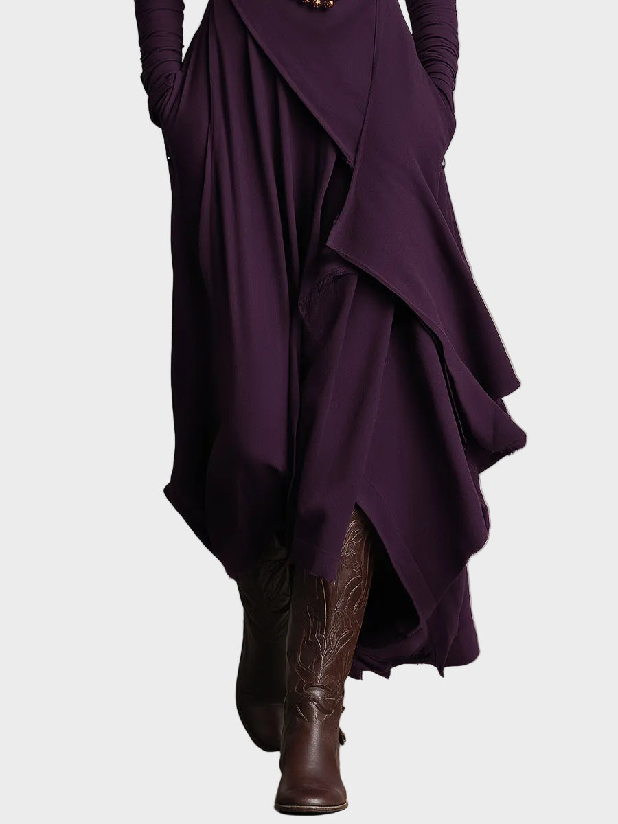 Eunice Asymmetric Knitted Maxi Dress with Roll Neck - view 7