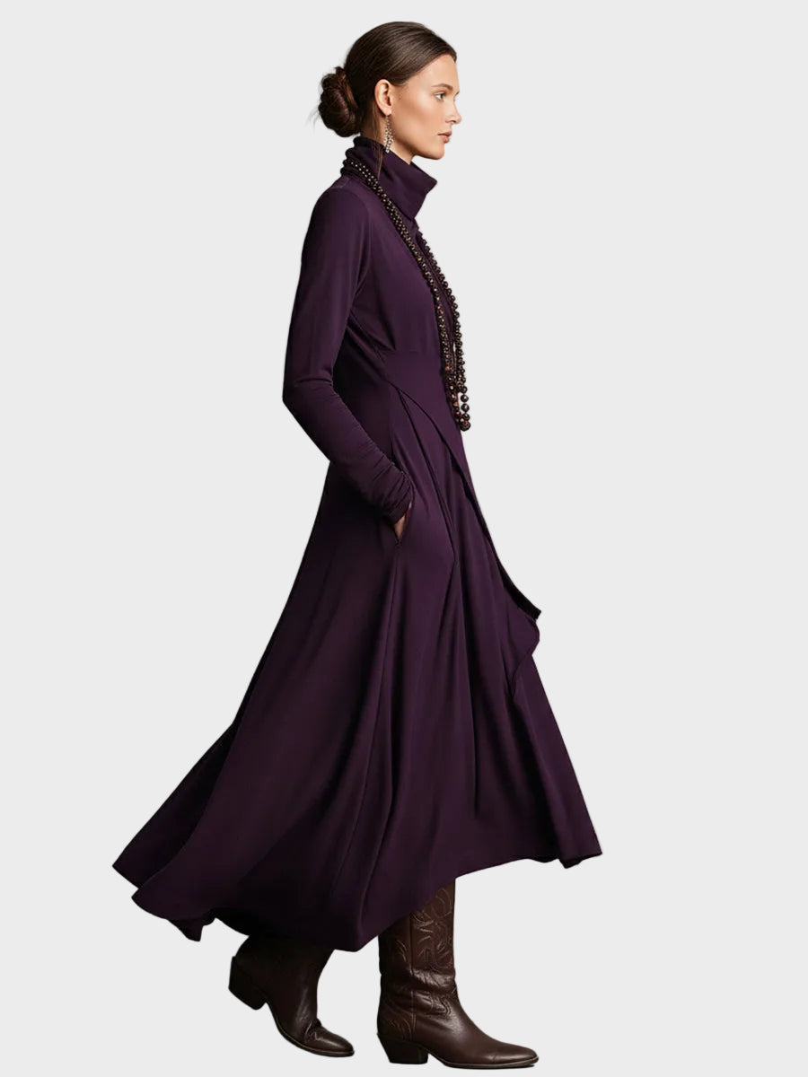 Eunice Asymmetric Knitted Maxi Dress with Roll Neck - view 8