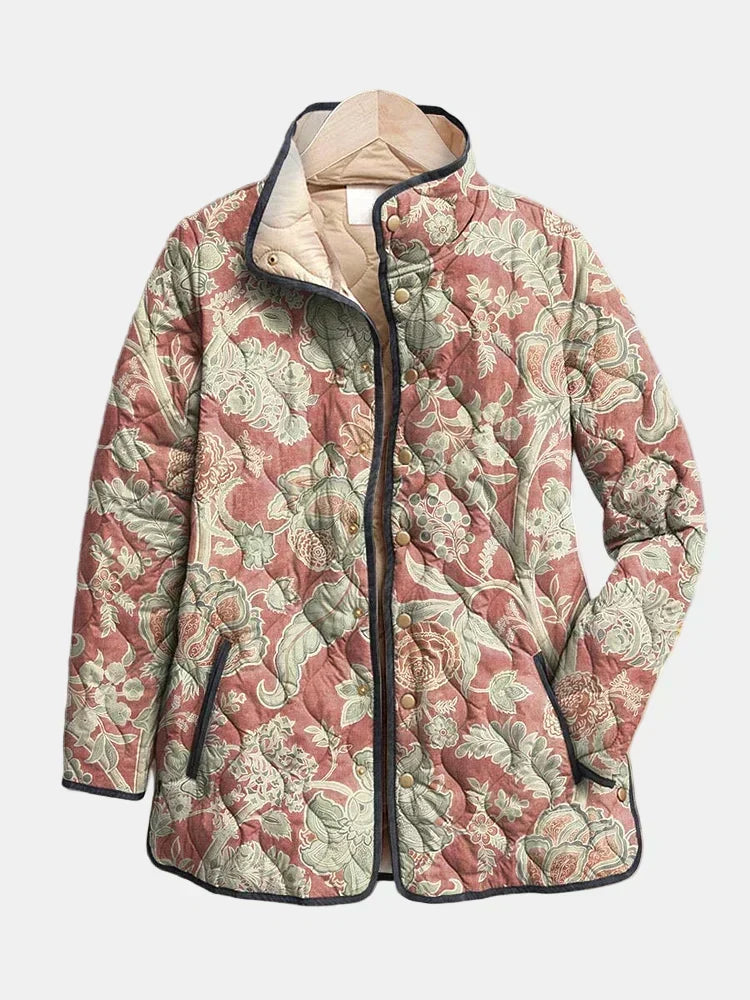 Naya Vintage Floral Casual Quilted Jacket