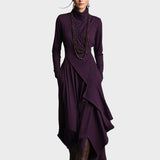 Eunice | Asymmetric Knitted Maxi Dress with Roll Neck