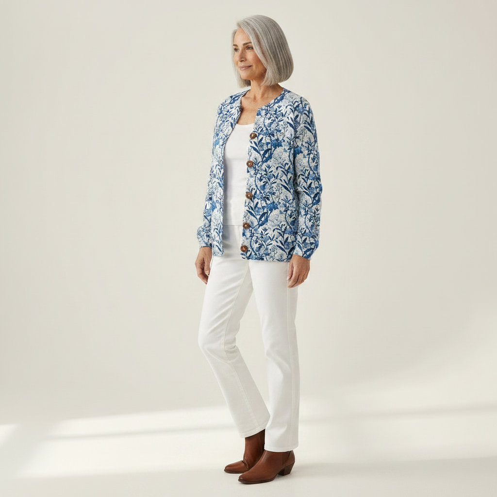 Florence Floral Pattern Print Buttoned Cardigan - view 2