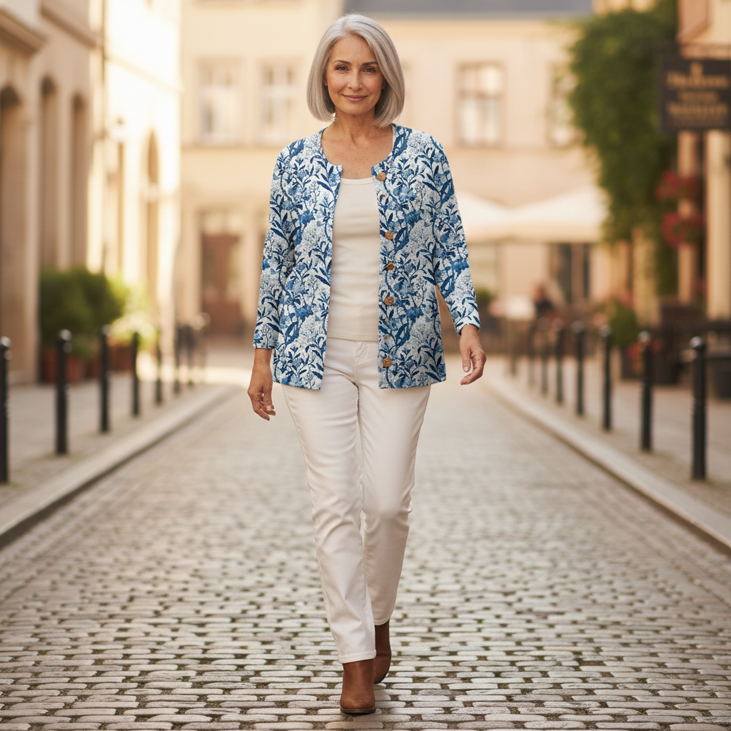 Florence Floral Pattern Print Buttoned Cardigan - view 4