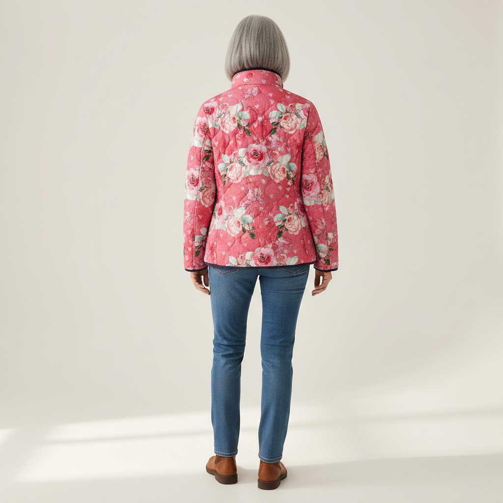 Freya Charming Pink Floral Print Quilted Jacket - view 3