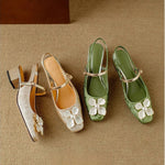 Genevieve Slingback Pumps with Pearl Detail