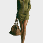 Gladys Brown Faux Suede Mini Dress with High Neck and Zip - view 3