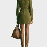 Gladys Brown Faux Suede Mini Dress with High Neck and Zip - view 8