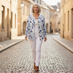 Glenys Vintage Flower Art Print Buttoned Cardigan - view 4