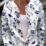Glenys Vintage Flower Art Print Buttoned Cardigan - view 5