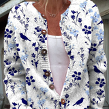 Glenys Vintage Flower Art Print Buttoned Cardigan - view 5