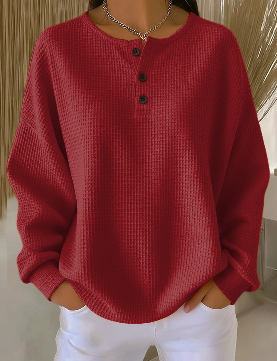 Greta Simple Jumper in Waffle Knit - view 3