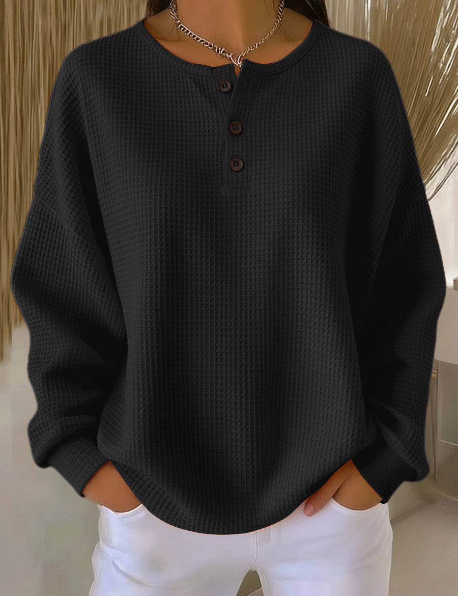 Greta Simple Jumper in Waffle Knit - view 4