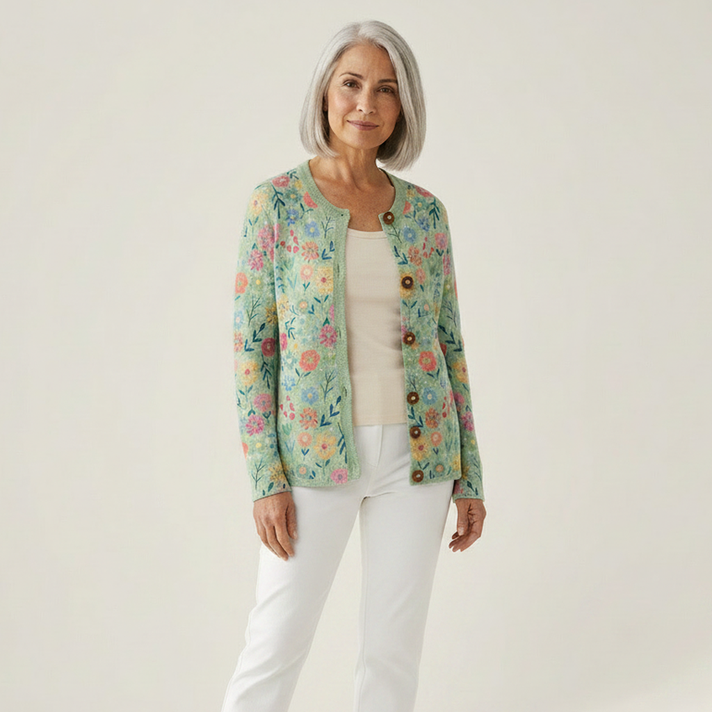 Heather Floral Pattern Print Buttoned Cardigan