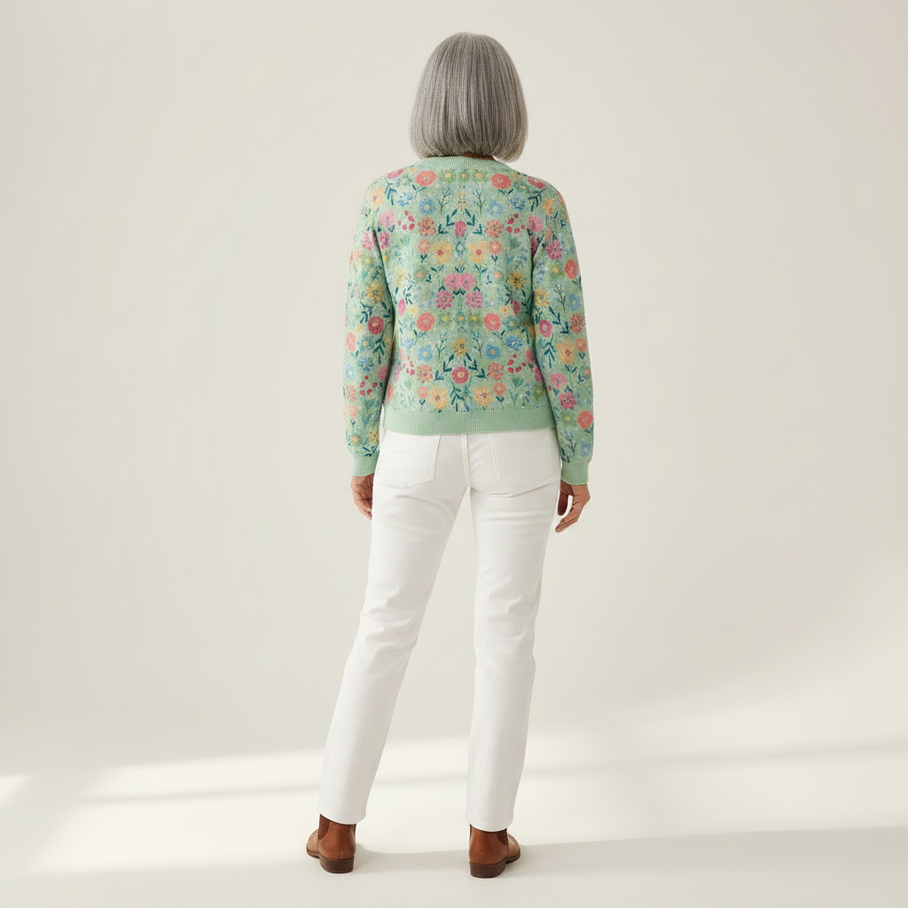Heather Floral Pattern Print Buttoned Cardigan - view 3