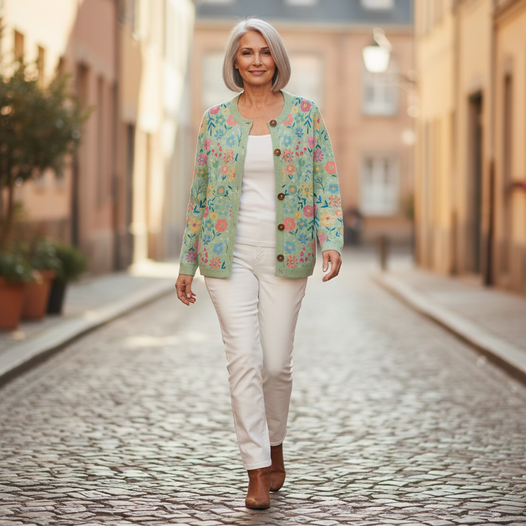 Heather Floral Pattern Print Buttoned Cardigan - view 4