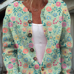 Heather Floral Pattern Print Buttoned Cardigan - view 5