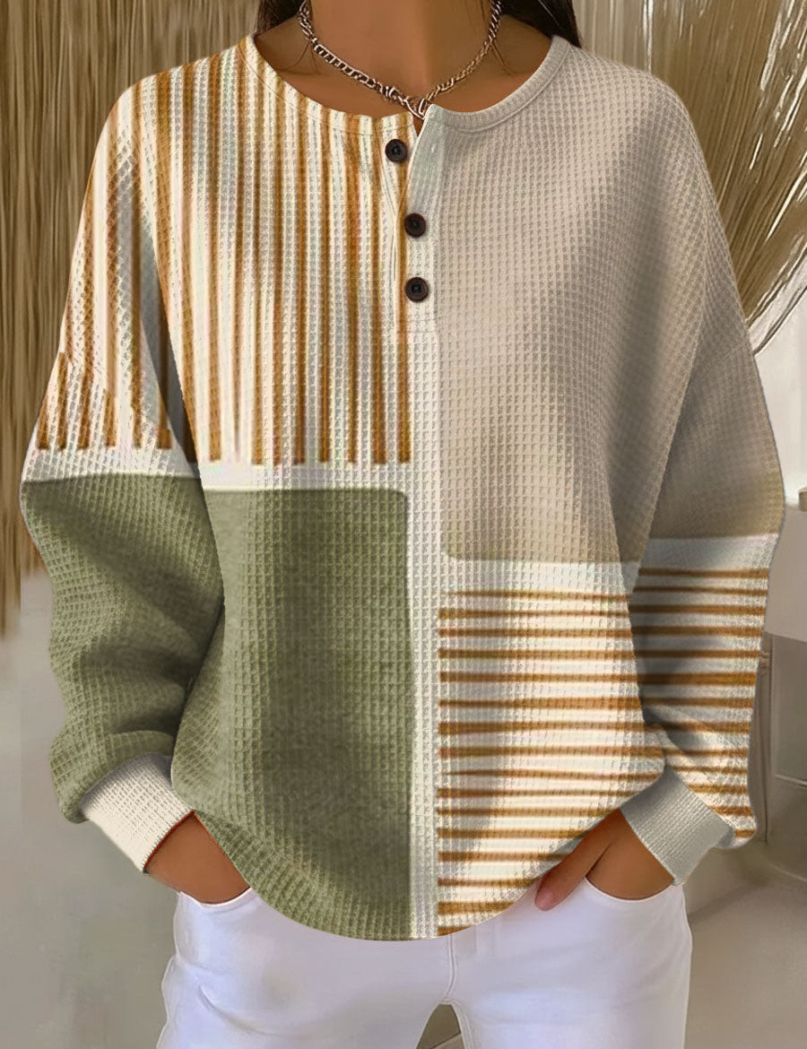 Hedda Patchwork Jumper in Green and Mustard Yellow