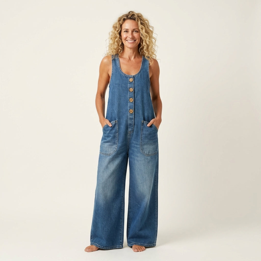 Elspeth Button-Strap Dungaree Jumpsuit - view 3