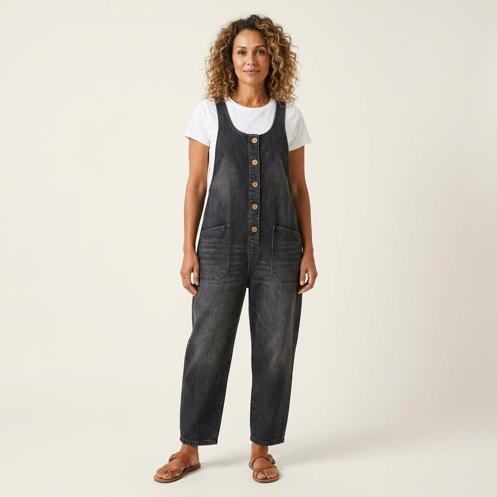 Elspeth Button-Strap Dungaree Jumpsuit - view 5