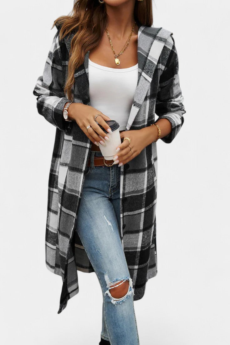 Olive, Hooded Check Jacket