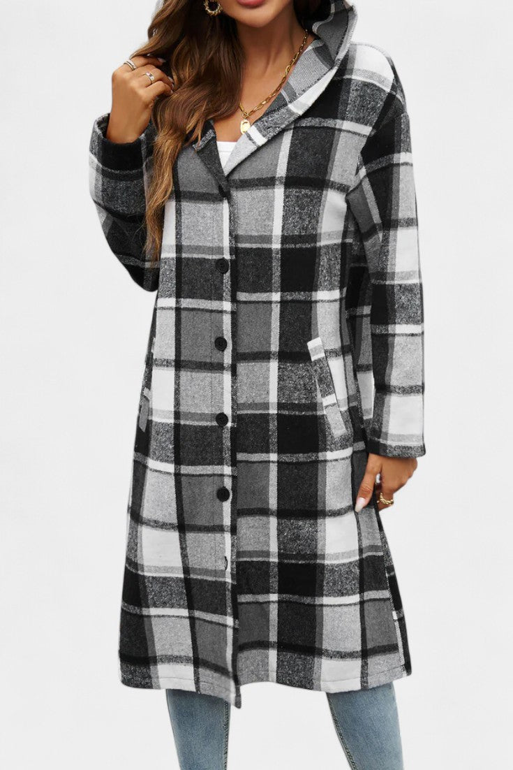 Olive, Hooded Check Jacket