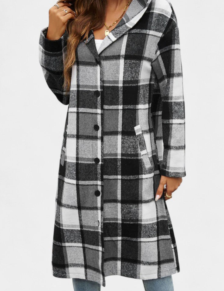 Olive, Hooded Check Jacket